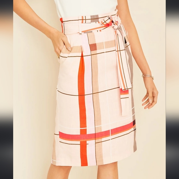 Ann Taylor Dresses & Skirts - Ann Taylor Plaid Tie Waist Pencil Skirt NWOT